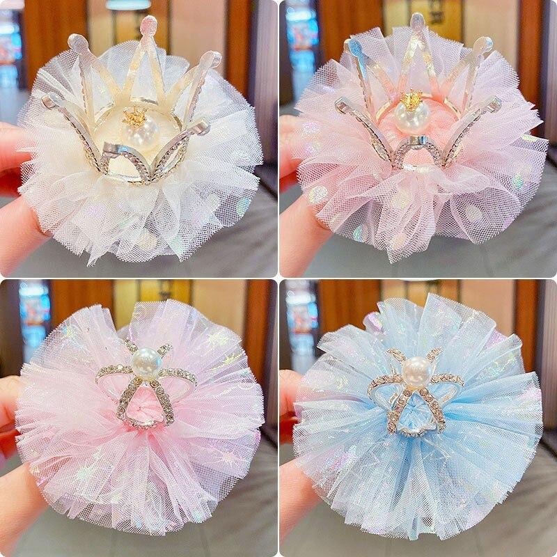 Princess Children Girl Hairpin Vintage 3D Crown Mesh Hair Clip for Kid Girl Birthday Party Decroative Hair Clip Gift