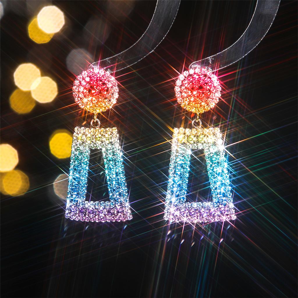 Темперамент и роскошь супер-вспышка полные бриллиантовые длинные серьги высокого уровня чувство геометрические полые серьги женские серьги 1 пара