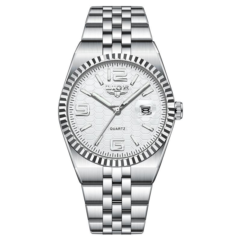 LIGE Business Mens Watches Elegant Quartz Wristwatches 30M Waterproof Luminous Steel Fashion Watches Mens Gifts Reloj Hombre