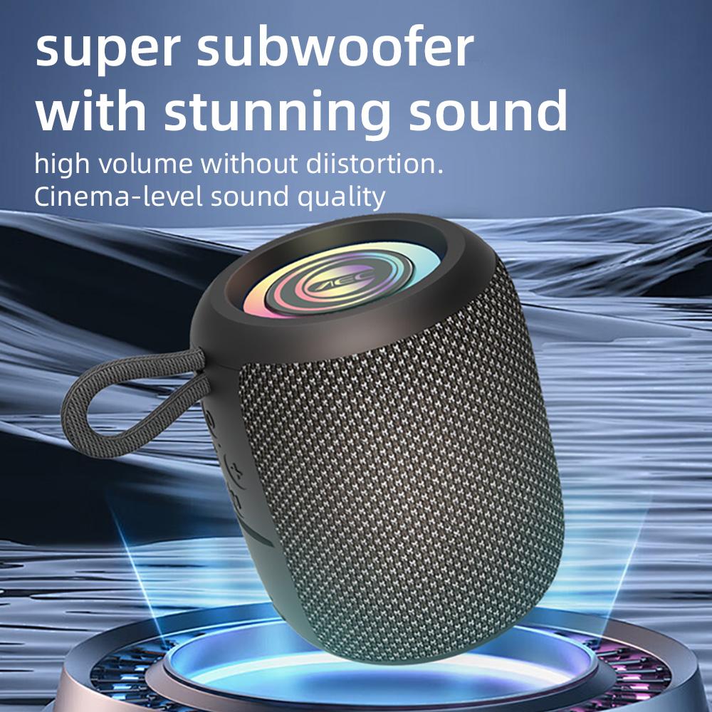 Portable Speaker Wireless Bluetooth Speaker FM Radio LED Light Ring Subwoofer Stereo Surround Outdoor Loudspeaker Support TF Card Play