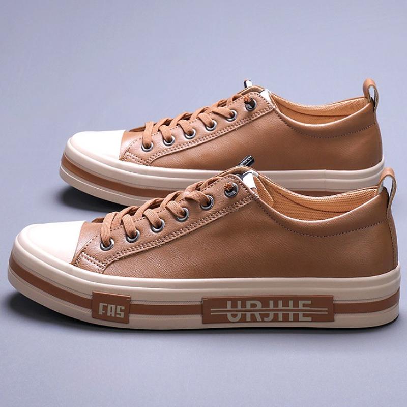 Men Board Shoes Platform Lace Up Leather Upper Breathable Casual Shoes Fashion Young Men Women Leisure Sneakers Zapatos Casuales