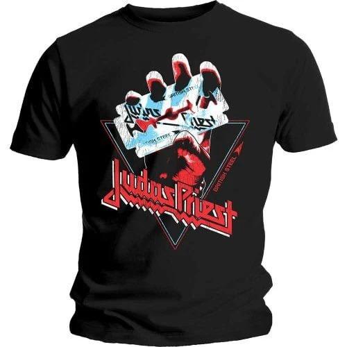 Judas Priest British Steel Hand Print Cotton TShirt Heavy Metal Band Unisex Short Sleeve Tee