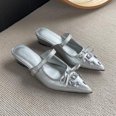 Весенне-осенние новые туфли Мэри Джейн со стразами, женские туфли с квадратным носком и низким каблуком, темпераментные, модные, с открытым верхом