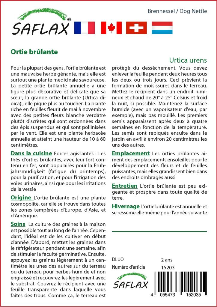 SAFLAX Сад в сумке - Собачья крапива - 150 семян - С субстратом в подходящем стоячем мешке - Urtica urens