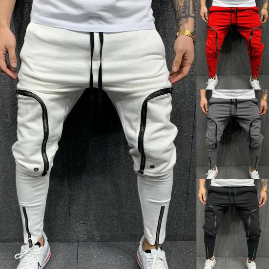Autumn Pants Stylish Mid Waist Soft Men Pants Solid Color Drawstring Pants Autumn Pants Streetwear