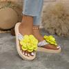 Fashion Women's Slippers Summer New Flat Round Head Flower Matching Color Flip-flops Casual Comfort Increase Non-slip Sandals