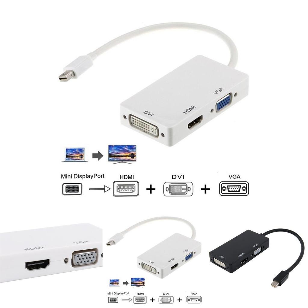 Мини DisplayPort к HDMI DVI VGA 3-в-1 адаптер с чипсетом для Macbook Pro Air для настройки нескольких мониторов