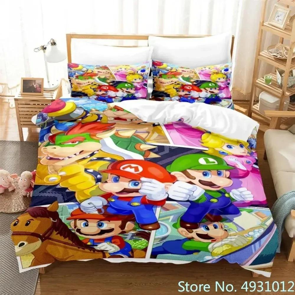 Комплект постельного белья Super Mario Luigi Yoshi Toad Jumpman Аниме 3D Пододеяльник Для Ребенка Детей Подростков Взрослого Домашний Текстиль Чехол на Одеяло