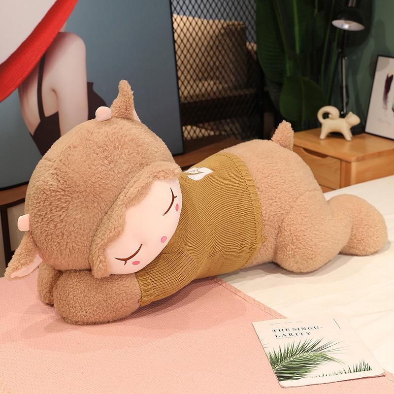 Large Cute Sweater Lying Down Sheep Throw Pillow Fleece Toy Doll Little Sheep Doll Girl Sleeping Soothing Rag Doll