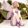 Purple Fairy Girl Miniature Winged Angel Flying Miniature Gift Flower Fairy Figurine  Desktop