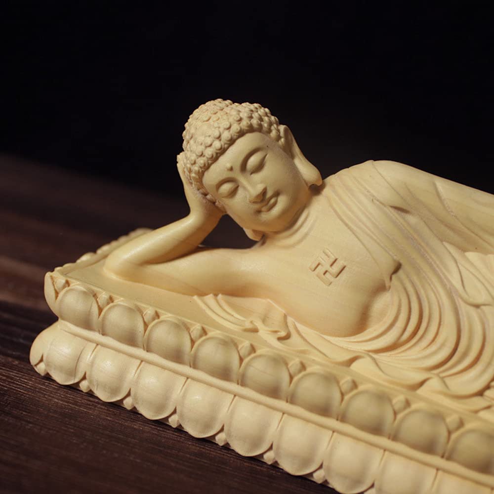 Shakyamuni Buddha Statue Natural Boxwood Wood Carving Shakyamuni Buddha Wooden Buddha Statue Buddhist Artwork Huang Yang Tsuge Buddha Sculpture Buddha