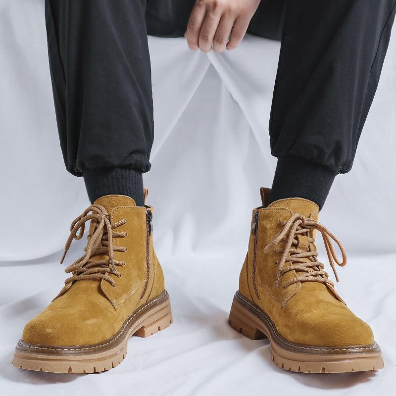 Ботинки Мартина мужские ботинки в британском стиле, короткие ботинки, модные ретро рабочие ботинки, универсальные большие желтые ботинки 2052-H