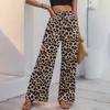 Women's Fashion Casual Leopard Print High Waist Trousers Pants & Capris