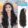 Clip in Half Headband Wig Korean Style Long Wavy Curly  Hair Wide Knit Headband Wig  Party