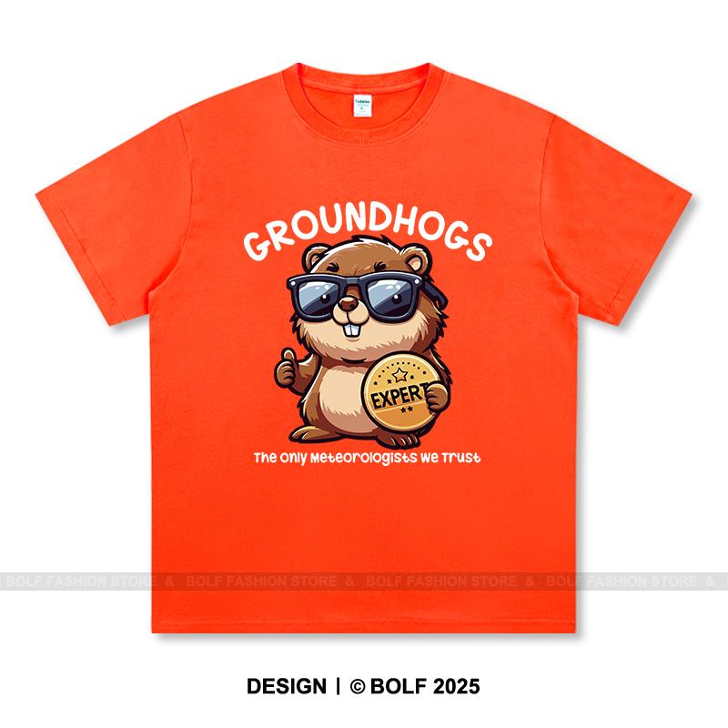 Women's Groundhogs Printed T-Shirt 100% Cotton Oversized Animal Graphic Tees for Men Summer Tops Nature Streetwear