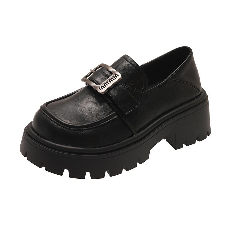 Женские туфли-лоферы из кожи на толстой подошве с липучками, весна 2025, новые туфли в ретро-британском стиле, маленькие кожаные туфли на толстом каблуке