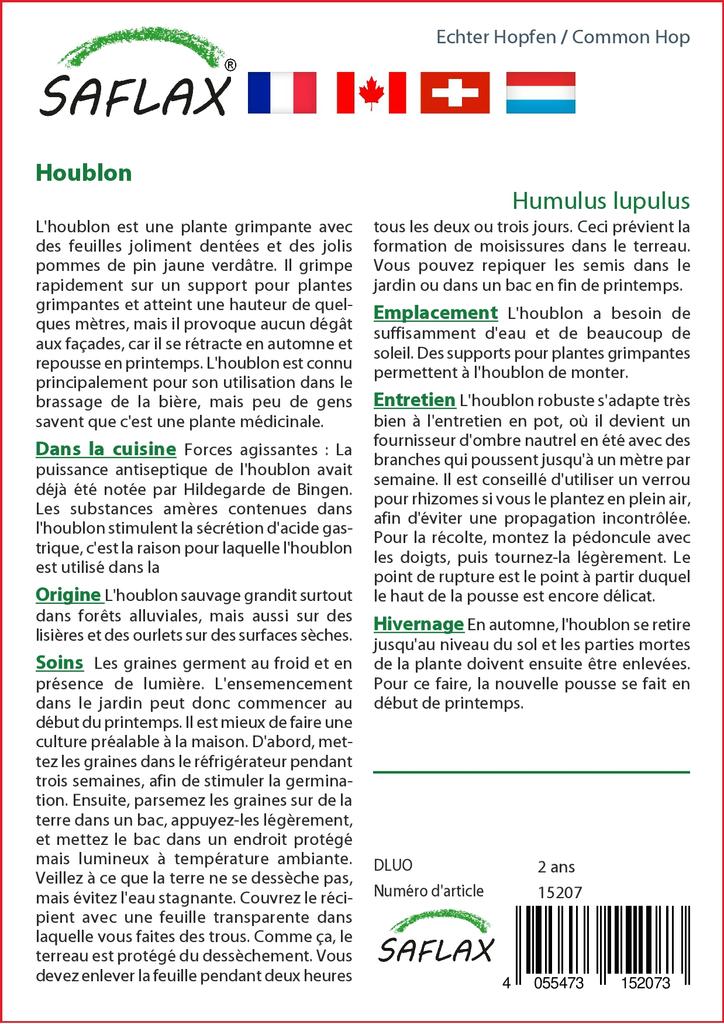 SAFLAX Garden in the Bag - Хмель обыкновенный - 50 семян - С субстратом в подходящем пакете - Humulus lupulus