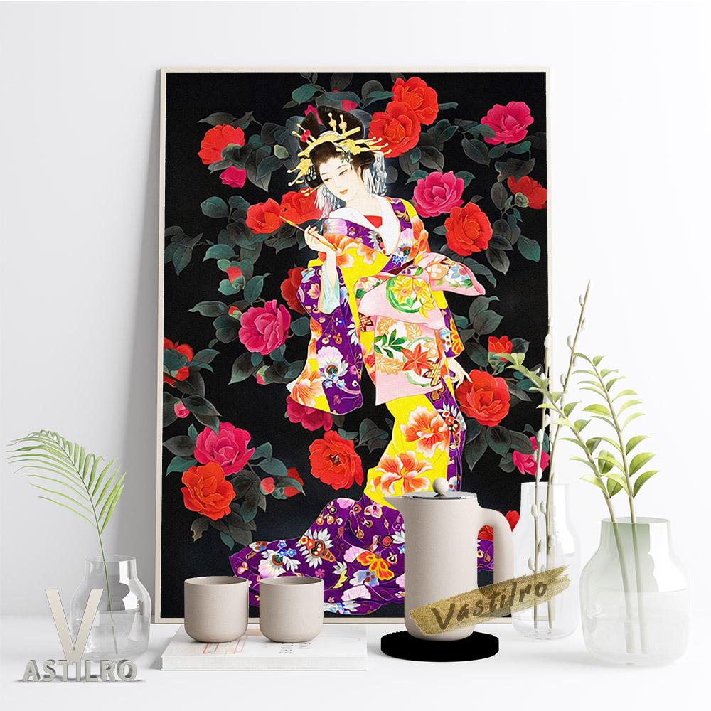 Морита Харухико, постер японского традиционного костюма и дизайн кимоно, любительская коллекция, стена красоты Укиеэ