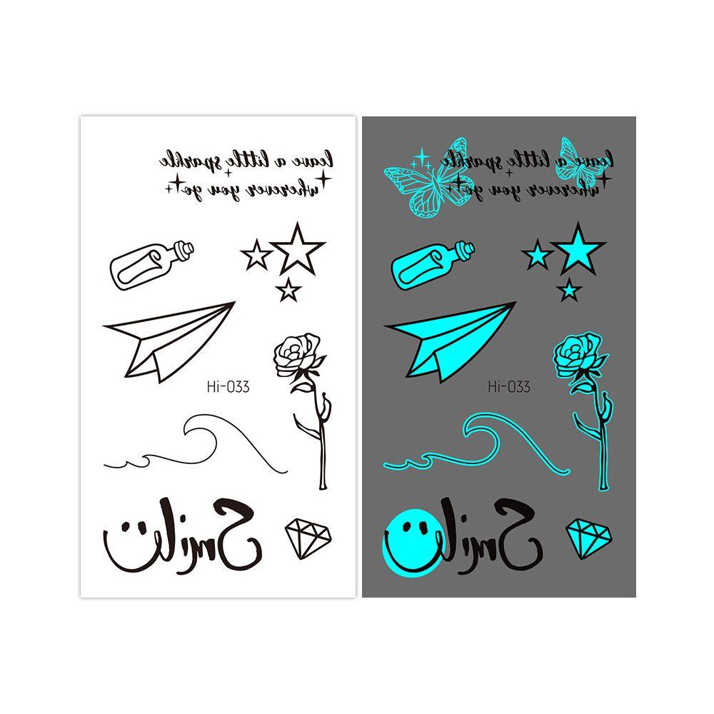 Star Feather Men Women Tattoo Sticker Blue Luminous Fake Tattoo Temporary Tattoos Body Art