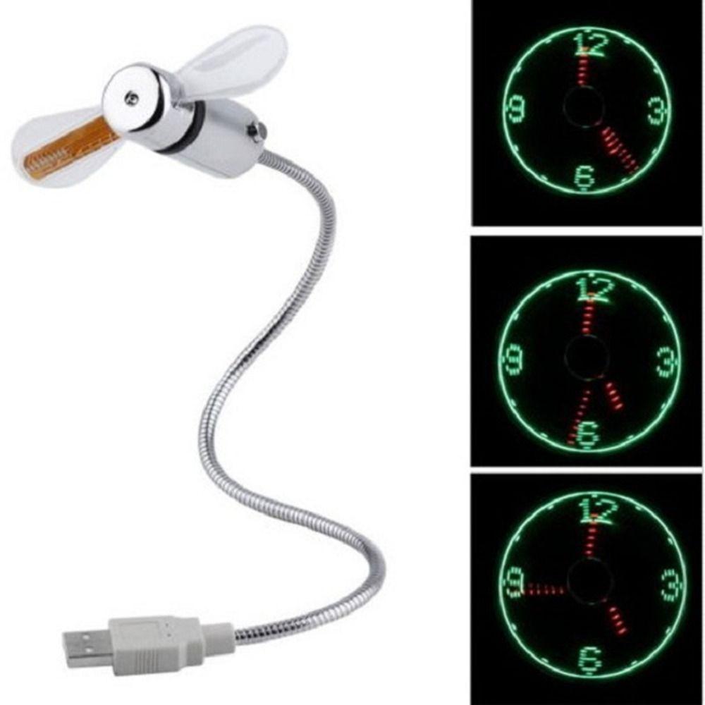 Регулируемый светодиодный вентилятор-часы на гибкой ножке, USB-вентилятор-часы, ручные часы, классный вентилятор, для ПК, ноутбука