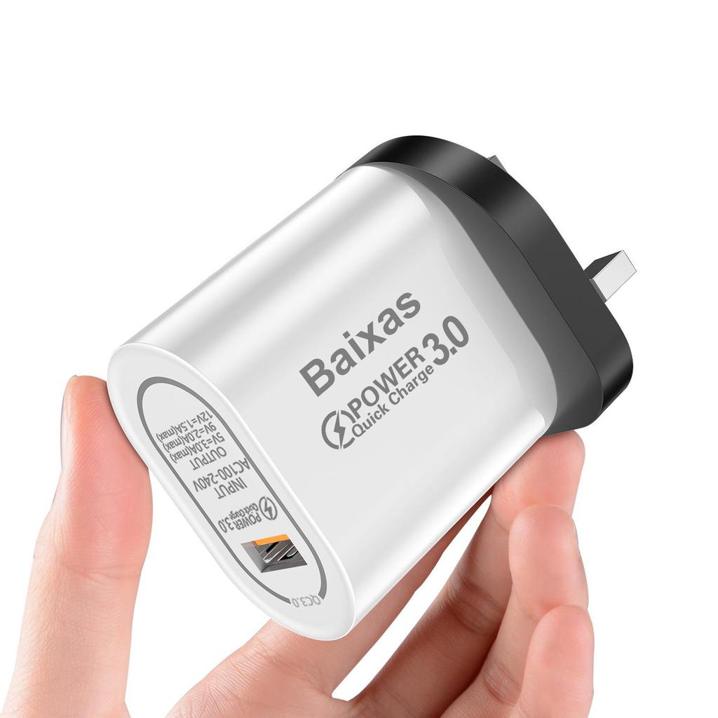 Универсальное быстрое зарядное устройство QC3.0 - Великобритания/ЕС/США, Один порт, Адаптер для путешествий