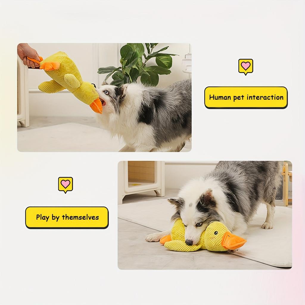1pc Large Duck Design Pet Grinding Teeth Squeaky Plush Toy, Durable Chew Toy For Dog Interactive Supply
