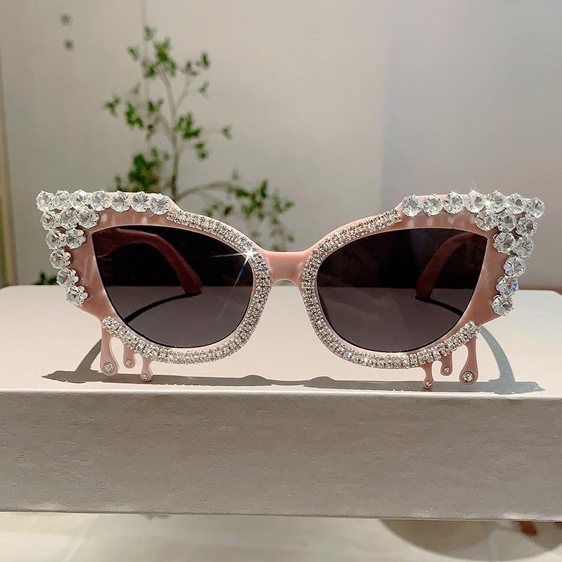 Неполяризованные модные солнцезащитные очки «кошачий глаз», женские блестящие кристаллы, высококачественные роскошные солнцезащитные очки, модные солнцезащитные очки для отпуска и пляжа