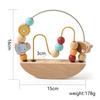 Portable Wooden Bead Maze Toy Wooden Circles Bead Wire Maze Abacus Puzzle Toys for Learning Counting with Wire Frame