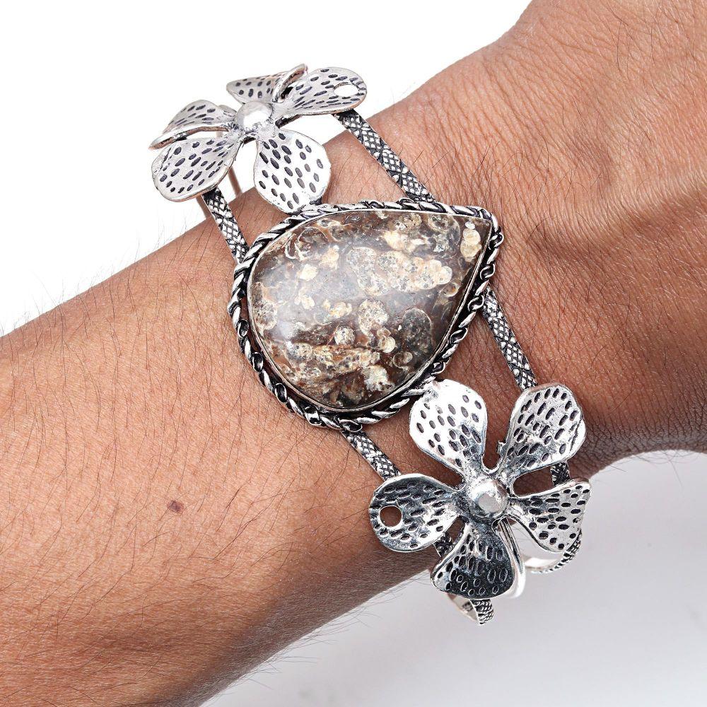 Ювелирные изделия ручной работы из серебра Turtela Jasper Gemstone, браслеты-манжеты 7 дюймов, регулируемые