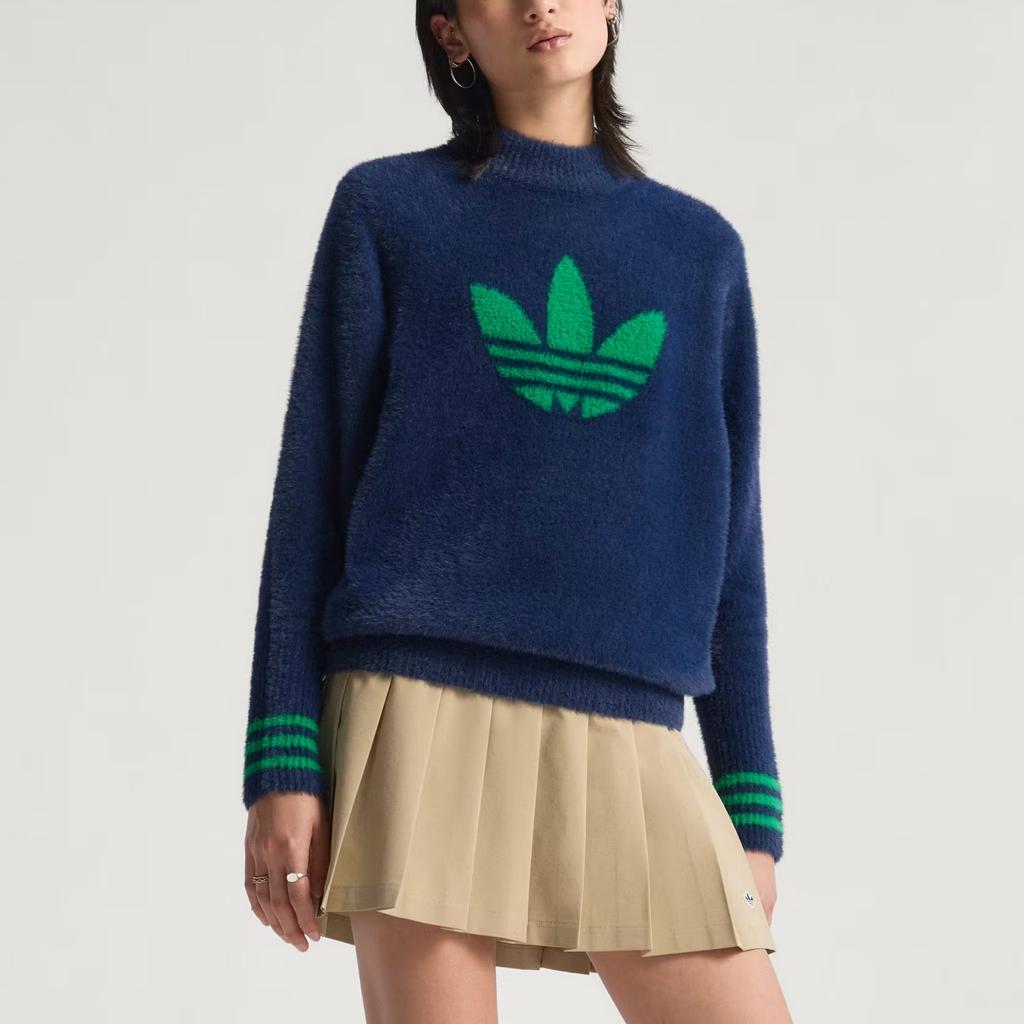 Adidas Оригинальный логотип Trefoil Мягкий Удобный Гольф Свитер с Длинным Рукавом Женский свитер JX9267