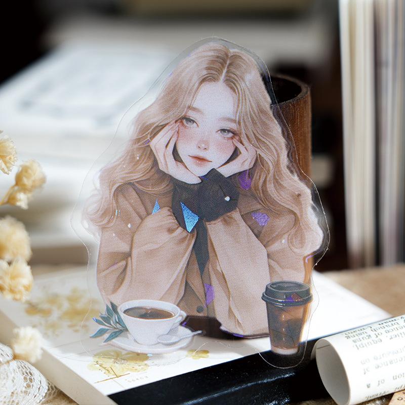 30Pcs Cute Elegant Girl Stickers Waterproof PET Material Easy to Cut Student Journal Collage Decor Special