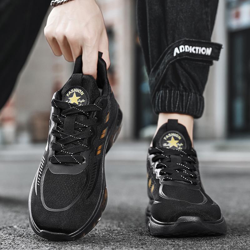 Дышащая повседневная обувь с сетчатой ​​поверхностью, осенняя новая спортивная обувь с гелевой подошвой из TPR, легкие кроссовки для бега, мужская обувь с нескользящей подошвой