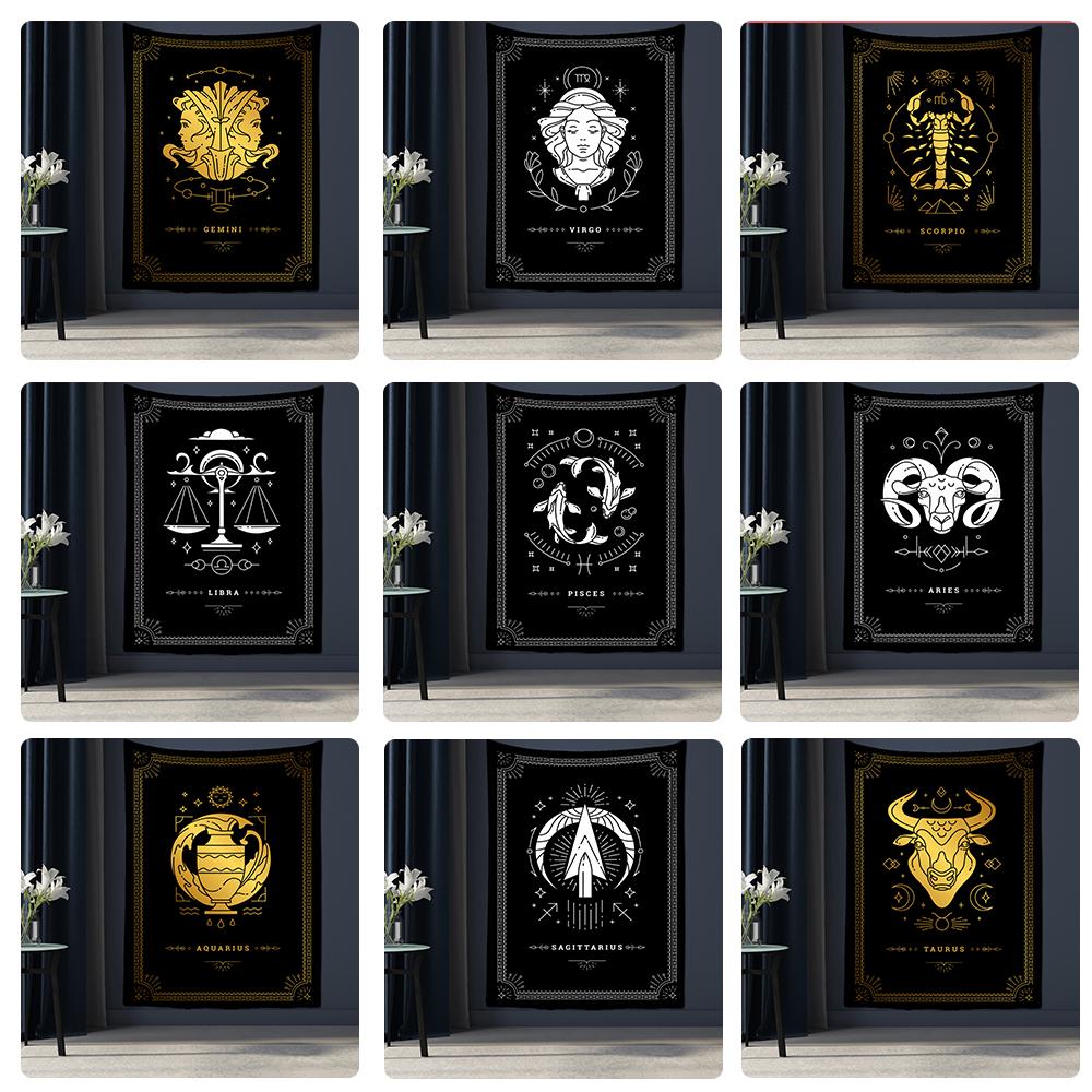 Черно-белый гобелен созвездия Таро, настенный Гобелен, научная фантастика, психоделическая магия, богемный хиппи, домашний декор