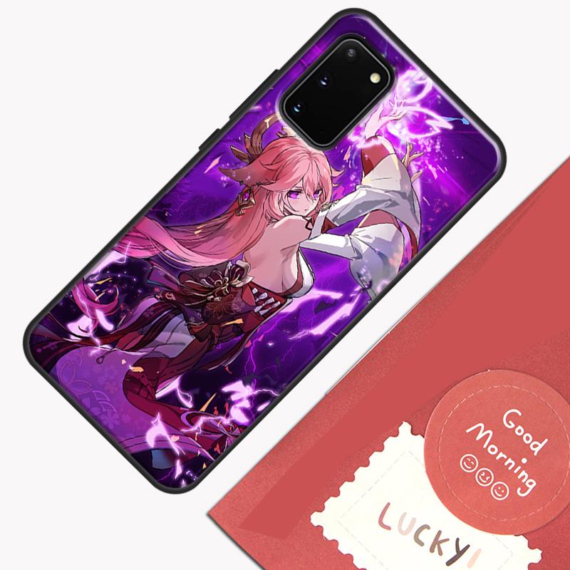 Чехол для телефона Yae Miko Genshin Impact для Samsung Galaxy S25 S26 Ultra S20 S21 S22 S23 S24 Plus S9 S10 S25 FE Защитный корпус