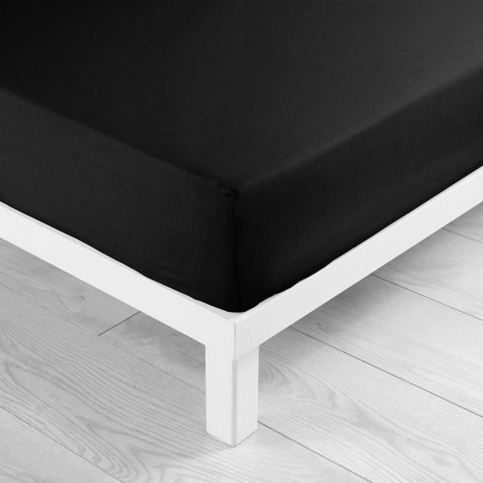 Drap housse - Oscard - 90 x 190 cm - Microfibre - Noir - Bonnet 30 cm