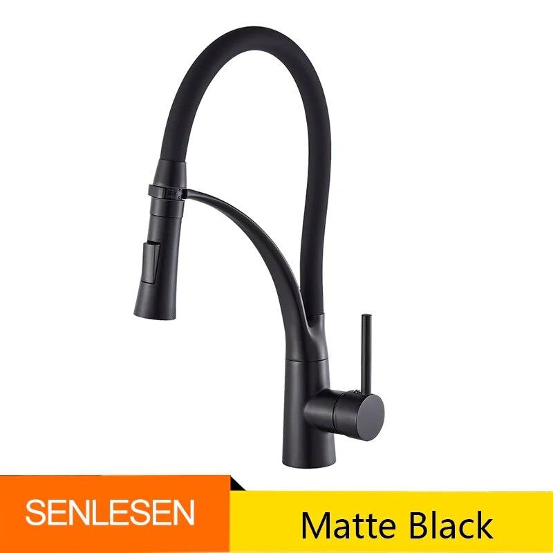 Black/Nickel/Chrome/Gold Rubber Kitchen Faucet Sink Faucet 360 Degree Rotation Pull Down Stream Sprayer Hot Cold Water Mixer Tap