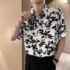 Men's Clothing Broken Flowers Shirts Stylish Pockets Spliced Summer Turn-down Collar Loose Casual Vintage Single-breasted Shirts