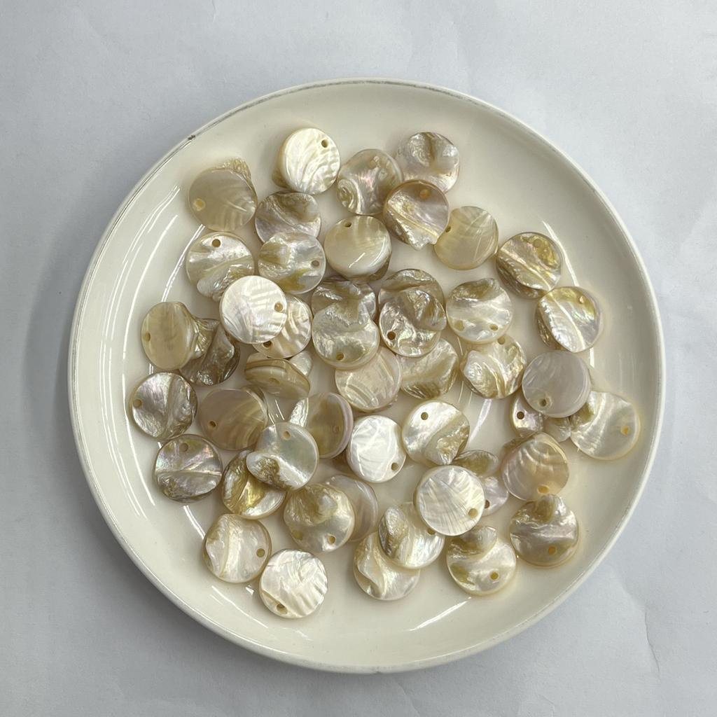 20Pcs, Natural Shell Beads with Hole, Boho Round Loose Beads, 15mm, for DIY Necklace Bracelet Accessories, Jewelry Making Crafts, Christmas Gifts