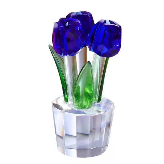 Коллекционная фигурка тюльпана из искусственного хрусталя, прозрачный тюльпан, стеклянный букет цветов, подарки на День святого Валентина, день рождения, женщине, девушке, жене