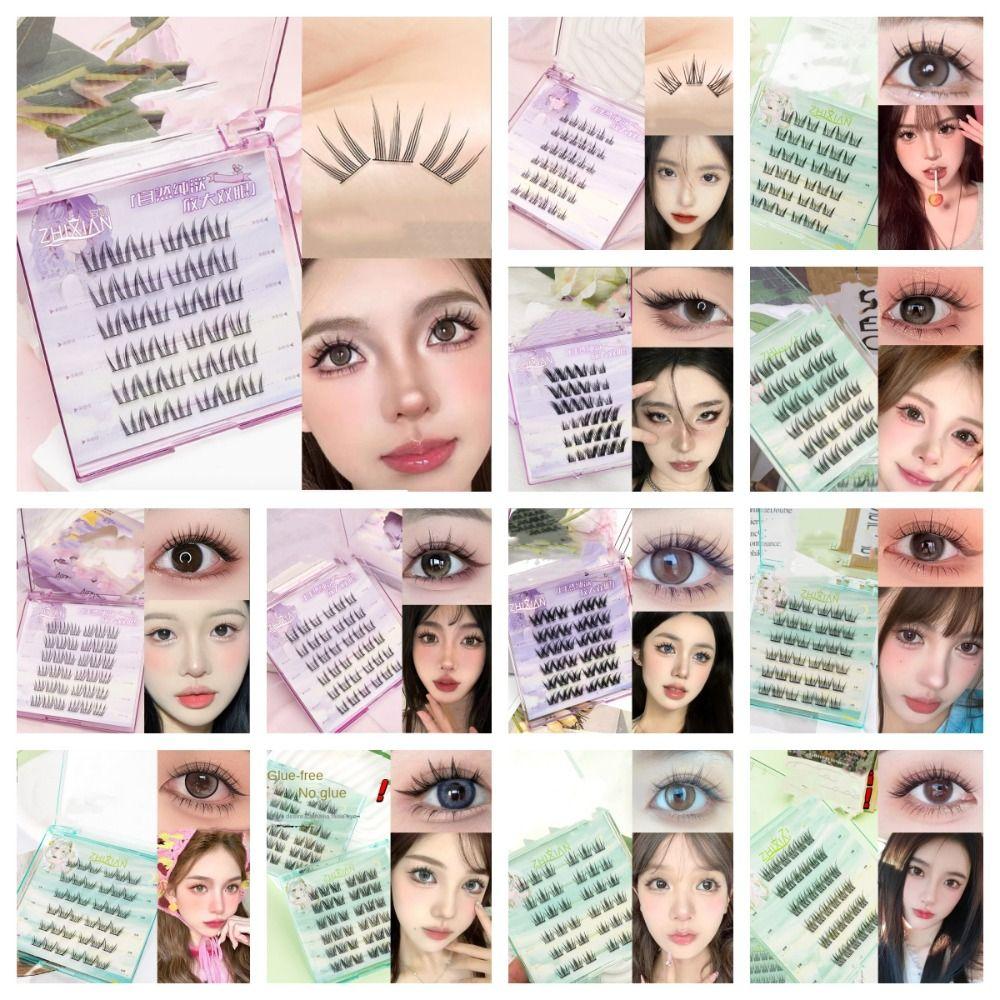 Lashes Extension Glue Free Cluster Eyelashes Fluffy Segmented Eyelashes Bundles  Grafting Lashes