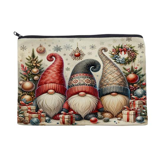 yangyizhi Christmas Theme Makeup Bag, with Black Zipper, Wear-Resistant Toiletry Durable Canvas Storage Pouch, for Stationery And Small Items