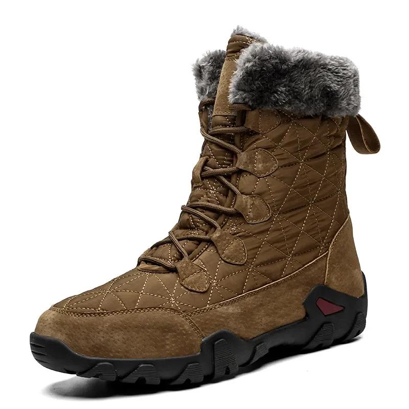 Fashion Winter Men Boots 2025 New Warm Plush Snow Boots Women Outdoor Work High Top Casual Shoes Unisex Non-slip Mid-Calf Boots