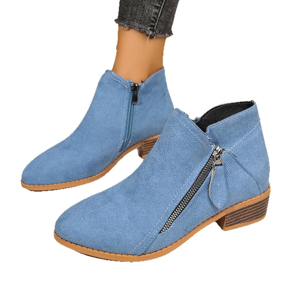 Независимая станция wish женская обувь для внешней торговли новая толстый каблук большой размер женские ботинки замшевые ботинки мартин низкий каблук боковая молния короткие ботинки женские