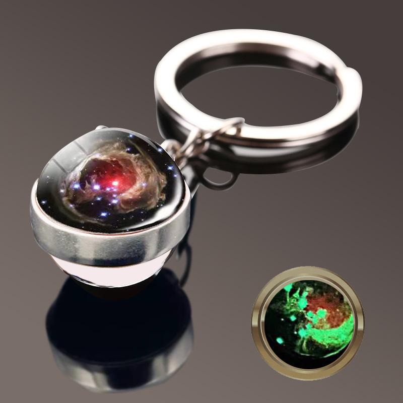 Solar System Galaxy Nebula Double Sided Glass Ball Keychain Moon Earth Mars Pendant Keychain
