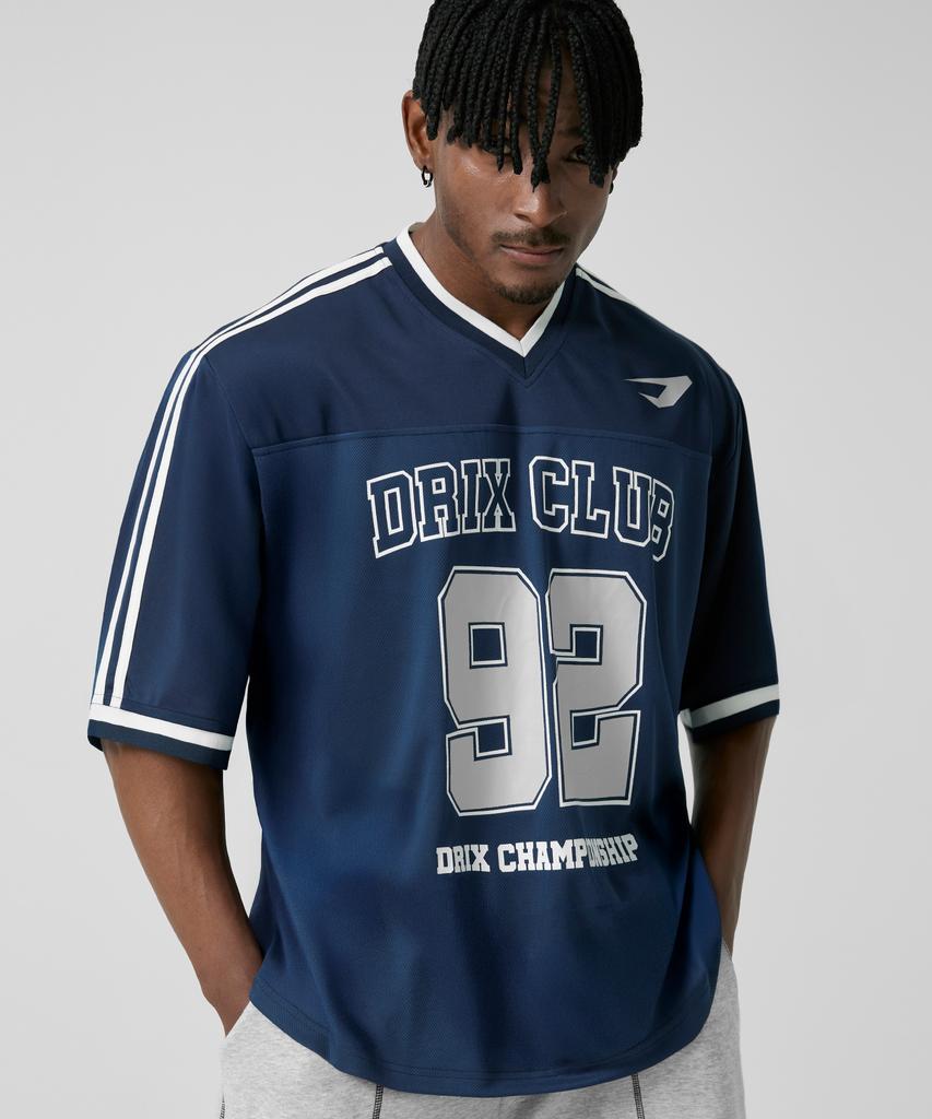DRIX Rugby Track Oversized Mesh Jersey Half Sleeve_Black
