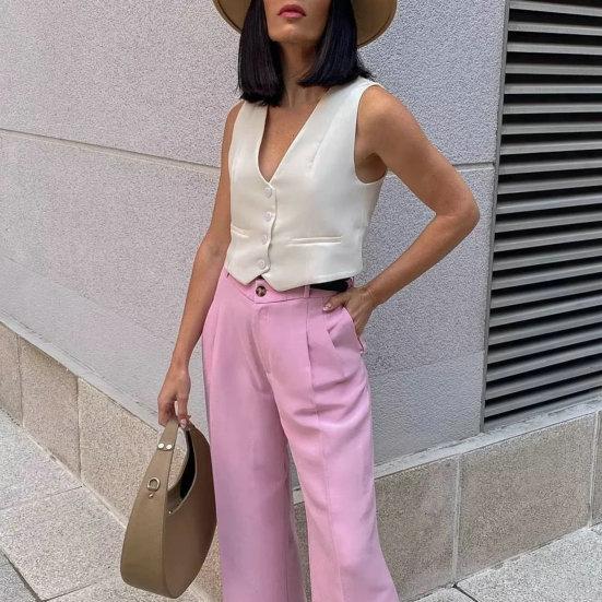 Летний женский жилет без рукавов с v-образным вырезом, однобортный, с маленькими карманами, облегающий однотонный укороченный жилет, пальто, рабочая одежда