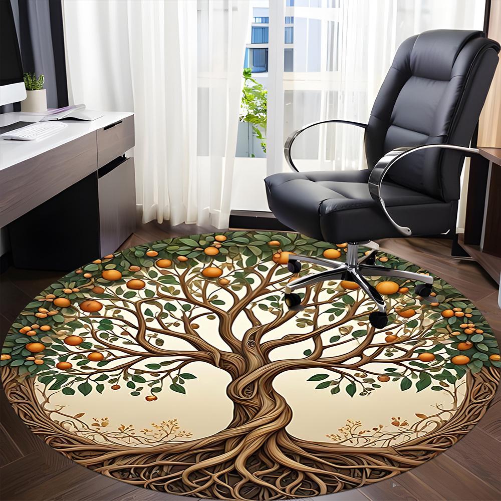 1pc Tree Life Office Round Area Rug, Under Office Chairs Bedroom Living Room Home Decor, Room Deco, Available in Various Sizes
