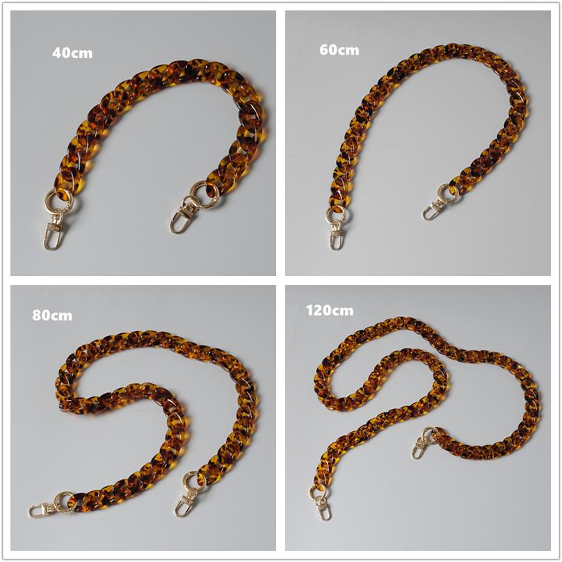 New Fashion Woman Handbag Accessory Chain Amber Leopard Acrylic Resin Chain Luxury Strap Women Clutch Shoulder Purse Chain