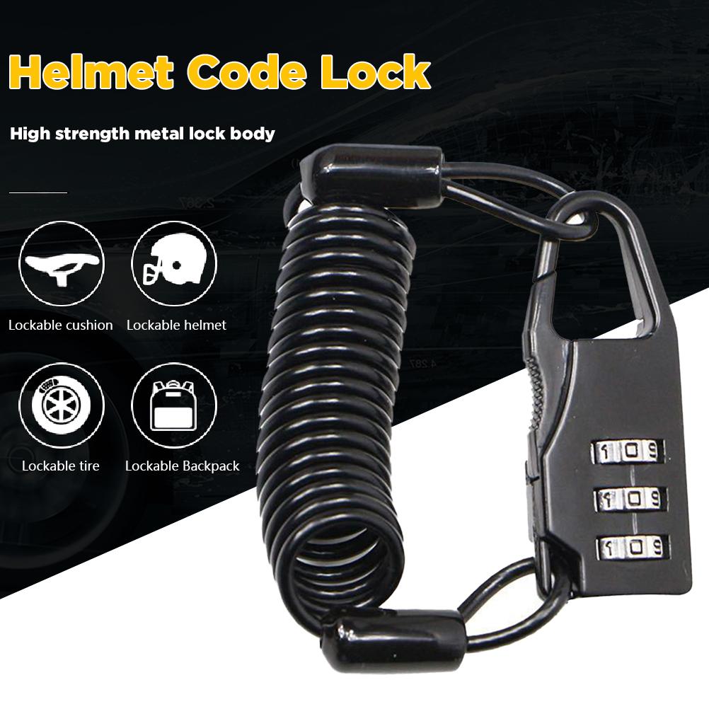 Portable Bike 3 Digit Combination Spring Cable Lock Anti Theft Resettable Bike Cable Lock for Travel Luggage Helmet