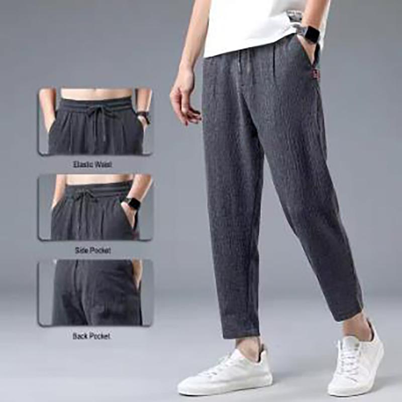 Летние мужские льняные брюки Ice Silk Jogger, повседневные широкие летние спортивные брюки, весенние легкие брюки Halking